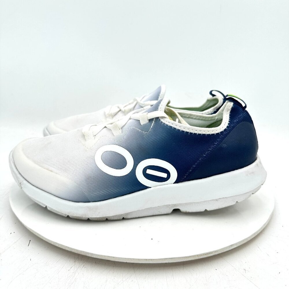 Oofos OOmg Low Men Size 9.5 Navy White Ombre Comfort Lightweight Recovery Shoes